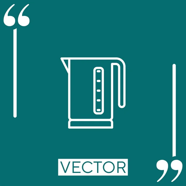 Ícone Elétrico Vetor Chaleira Ícone Linear Linha Curso Editável — Vetor de Stock