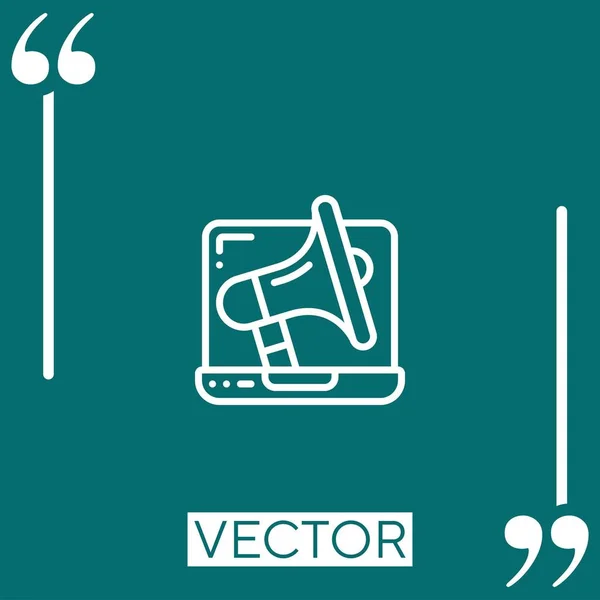 Icono Vector Megáfono Icono Lineal Línea Carrera Editable — Vector de stock