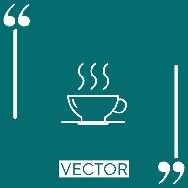 Hot Coffee Cup Plate Vector Icon Linear Icon Editable Stroke — Stock Vector