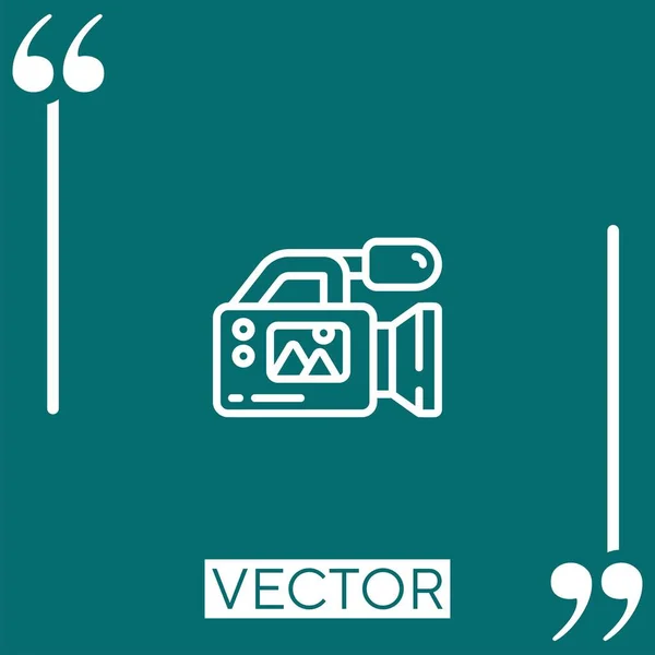 Icono Vector Cámara Vídeo Icono Lineal Línea Carrera Editable — Vector de stock