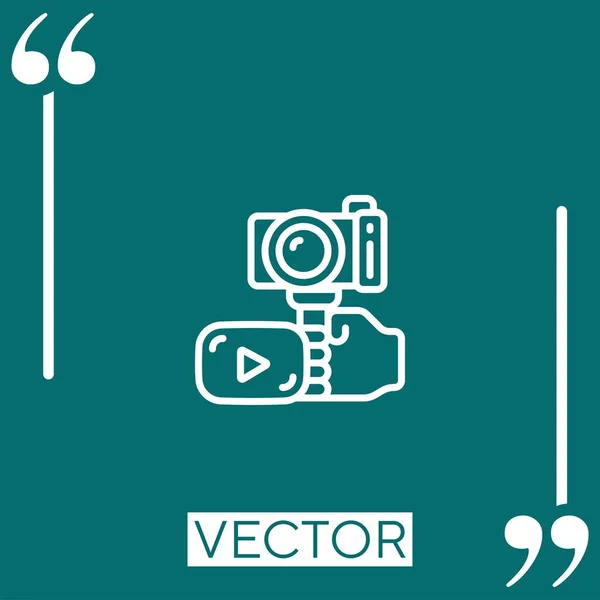 Vlogger Vector Icon Icono Lineal Línea Carrera Editable — Vector de stock