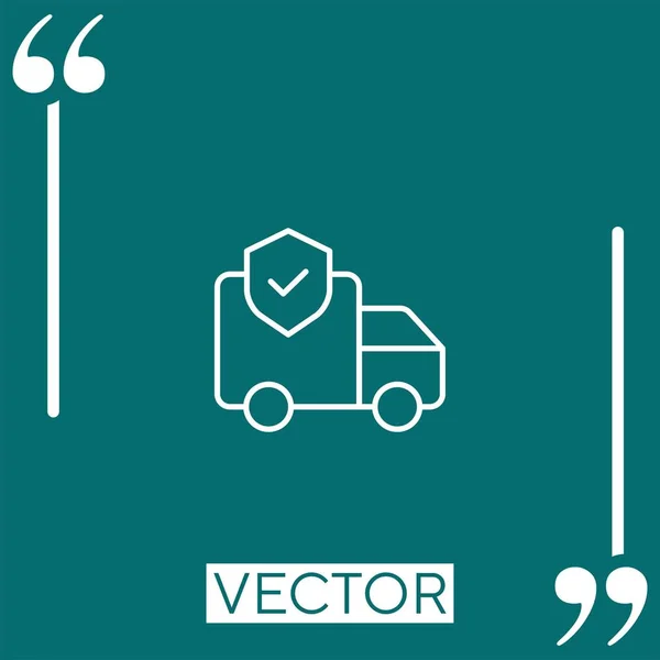 Entrega Camión Vector Icono Icono Lineal Línea Carrera Editable — Vector de stock