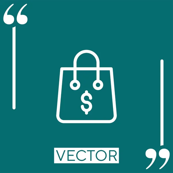 Shopping Bag Icona Vettoriale Icona Lineare Linea Corsa Modificabile — Vettoriale Stock
