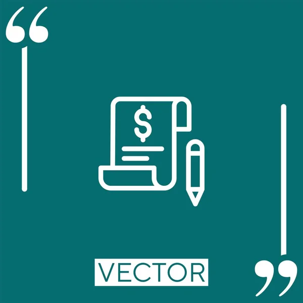 Ícone Vetor Fatura Ícone Linear Linha Curso Editável — Vetor de Stock