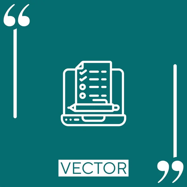 Icono Del Vector Portátil Icono Lineal Línea Carrera Editable — Archivo Imágenes Vectoriales