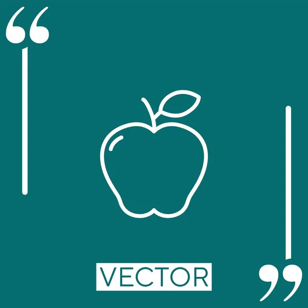 Fruta Maçã Com Ícone Vetorial Folha Ícone Linear Linha Curso — Vetor de Stock