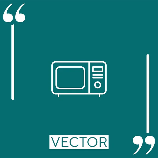 Vintoge Mikrowellenherd Vektorsymbol Lineares Symbol Editierbare Strichlinie — Stockvektor