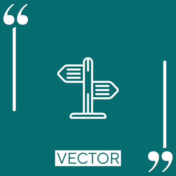 Ícone Vetorial Signpost Ícone Linear Linha Curso Editável — Vetor de Stock