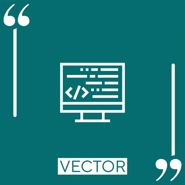 Ícone Vetor Codificação Ícone Linear Linha Curso Editável — Vetor de Stock