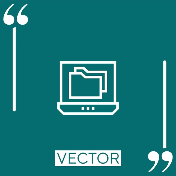 Ícone Vetor Laptop Ícone Linear Linha Curso Editável —  Vetores de Stock
