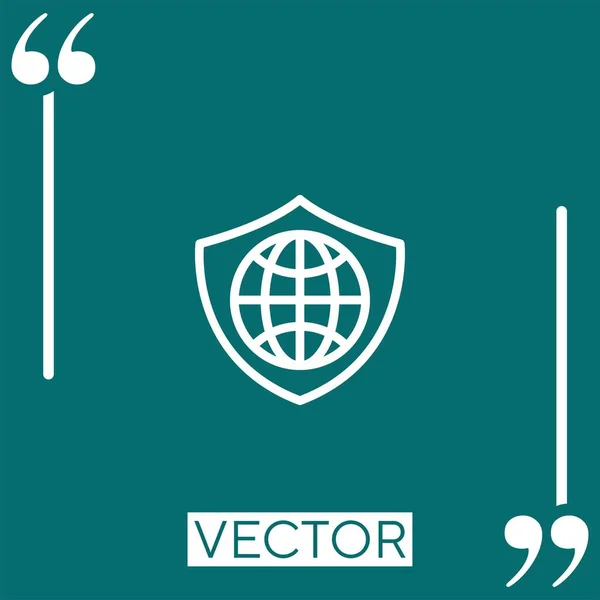 Ícone Vetor Escudo Ícone Linear Linha Curso Editável — Vetor de Stock