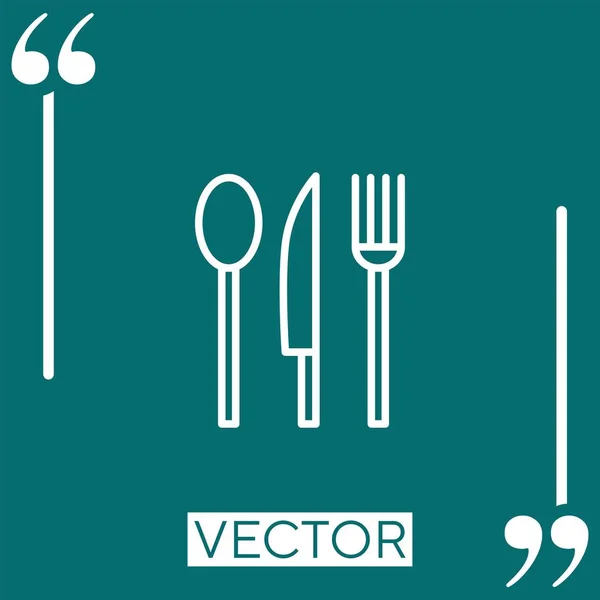 Silver Cutlery Vector Icon Linear Icon Editable Stroke Line — Stock Vector