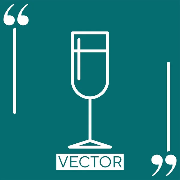 Vaso Vino Blanco Icono Vector Icono Lineal Línea Carrera Editable — Vector de stock