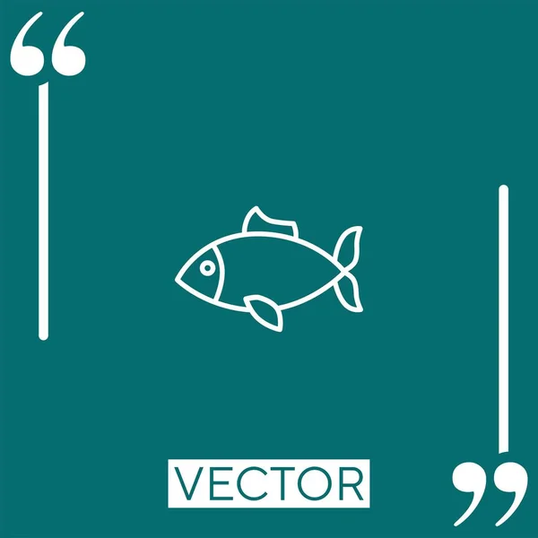 Fish Vector Icon Icona Lineare Linea Corsa Modificabile — Vettoriale Stock