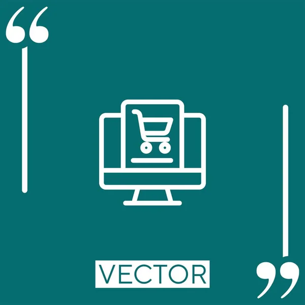 Icono Vector Tienda Online Icono Lineal Línea Carrera Editable — Vector de stock