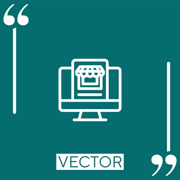 Icono Vector Tienda Online Icono Lineal Línea Carrera Editable — Archivo Imágenes Vectoriales