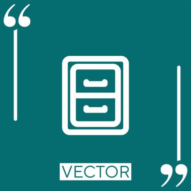 Çekmece vektör simgesi doğrusal olan mobilya anahatlarını arşivle. Düzenlenebilir vuruş çizgisi