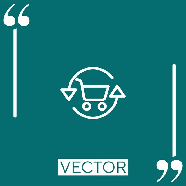 Carrinho Compras Ícone Vetor Ícone Linear Linha Curso Editável — Vetor de Stock