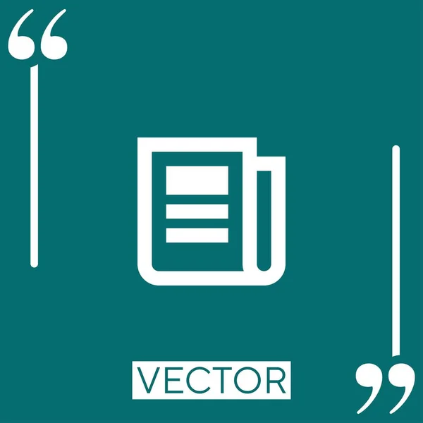 Ícone Vetor Jornal Ícone Linear Linha Curso Editável — Vetor de Stock