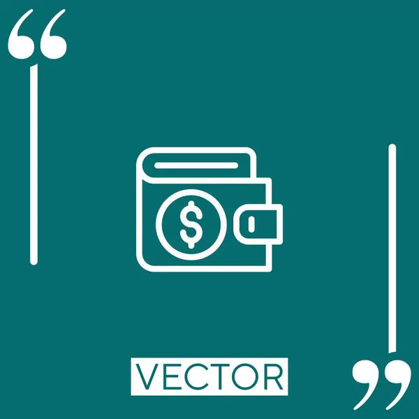 Ícone Vetor Carteira Ícone Linear Linha Curso Editável — Vetor de Stock