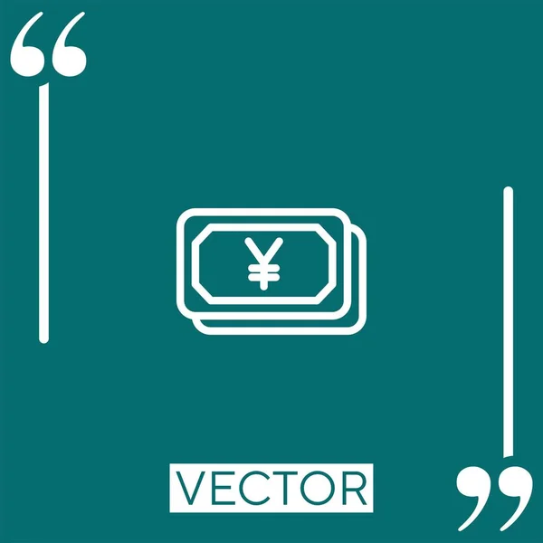 Yen Vector Icono Icono Lineal Línea Carrera Editable — Vector de stock