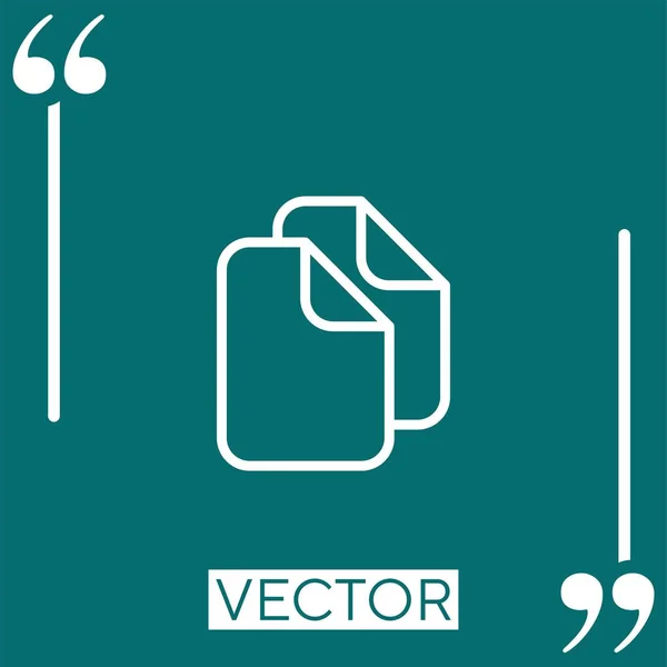 Copiar Archivos Vector Icono Icono Lineal Línea Carrera Editable — Vector de stock