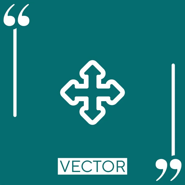 Cuatro Flechas Ampliar Delineado Icono Del Vector Botón Icono Lineal — Vector de stock