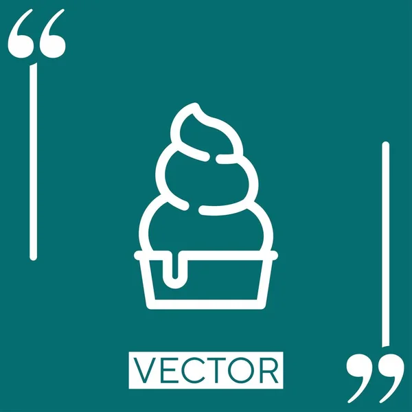 Frozen Joghurt Vektor Symbol Lineares Symbol Editierbare Strichlinie — Stockvektor