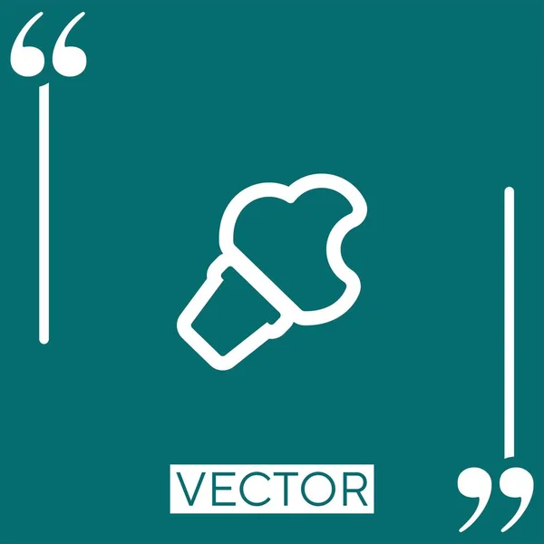 Sorvete Contorno Com Ícone Vetor Mordida Ícone Linear Linha Curso — Vetor de Stock