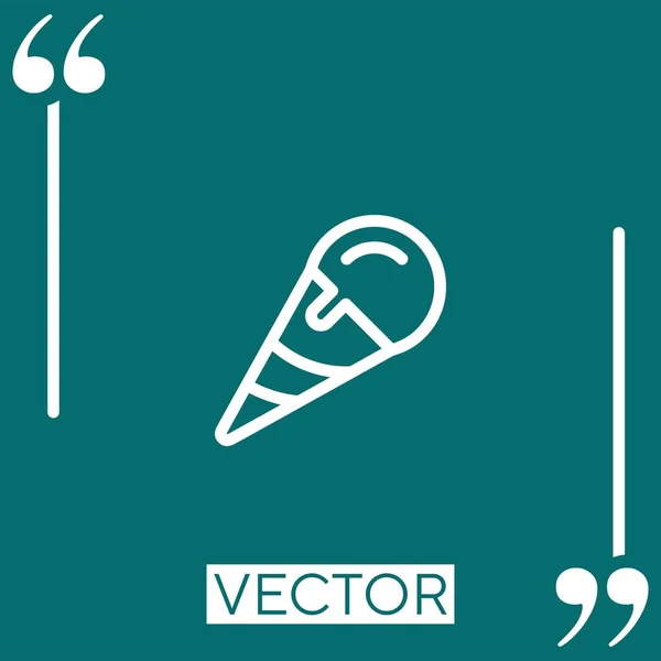 Geneigtes Eis Kegel Vektor Symbol Lineares Symbol Editierbare Strichlinie — Stockvektor