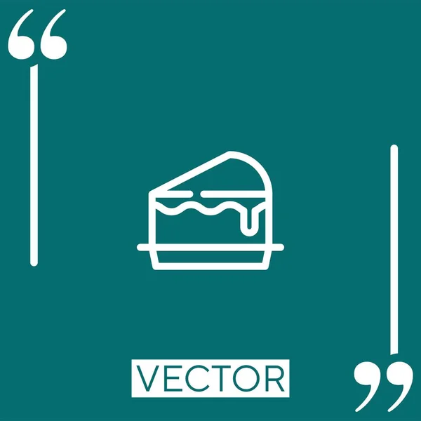 Stück Kuchen Auf Teller Vektor Symbol Lineares Symbol Editierbare Strichlinie — Stockvektor