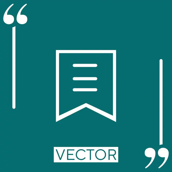 Ícone Vetor Marca Fita Ícone Linear Linha Curso Editável — Vetor de Stock
