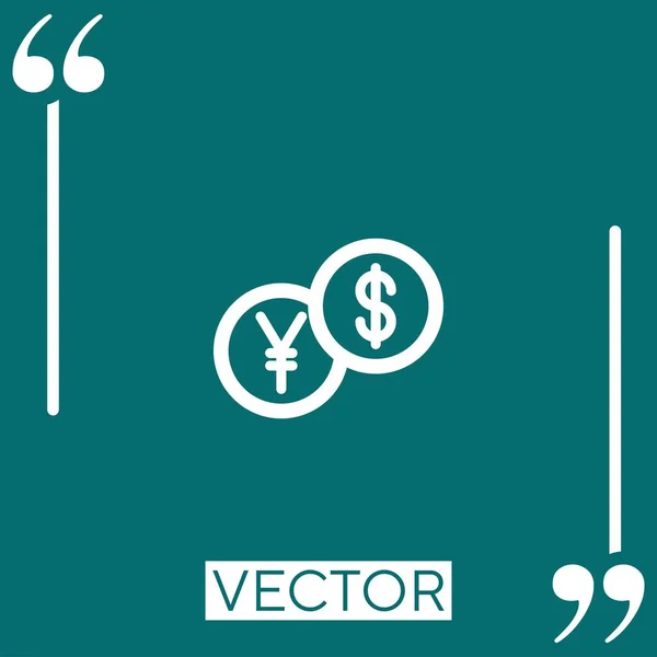 Yen Vector Icono Icono Lineal Línea Carrera Editable — Vector de stock