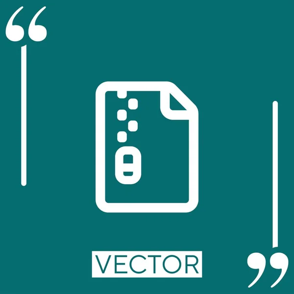 Fichier Zip Icône Vectorielle Icône Linéaire Ligne Course Modifiable — Image vectorielle