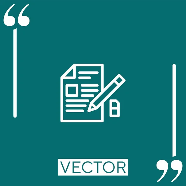 Notas Vector Icono Icono Lineal Línea Acariciada Editable — Vector de stock