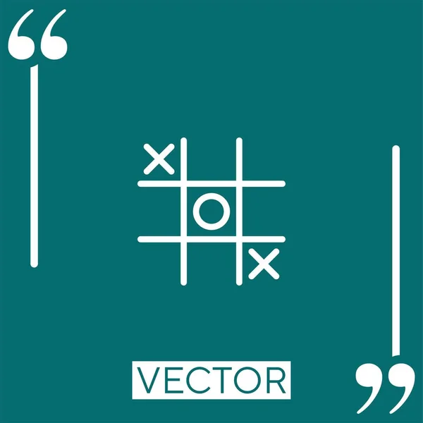 Tic Tac Toe Vektor Symbol Lineares Symbol Bearbeitbare Strichlinie — Stockvektor
