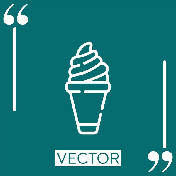 Inghetata Con Vector Pictograma Linear Linie Stroked Editabilă — Vector de stoc