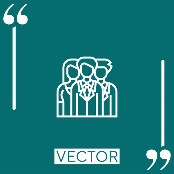 Teamwork Vektor Symbol Lineares Symbol Bearbeitbare Strichlinie — Stockvektor