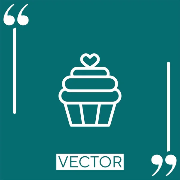 Ícone Vetorial Cupcake Ícone Linear Linha Encadeada Editável — Vetor de Stock