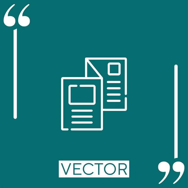 Ícone Vetor Folheto Ícone Linear Linha Encadeada Editável — Vetor de Stock