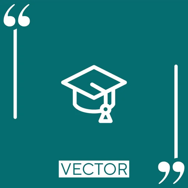 Ícone Vetor Chapéu Graduação Ícone Linear Linha Encadeada Editável —  Vetores de Stock