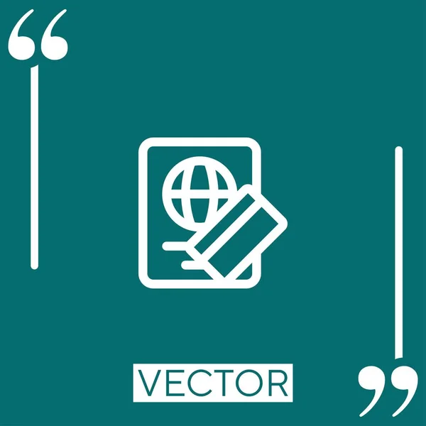 Pasaporte Vector Icono Icono Lineal Línea Acariciada Editable — Archivo Imágenes Vectoriales