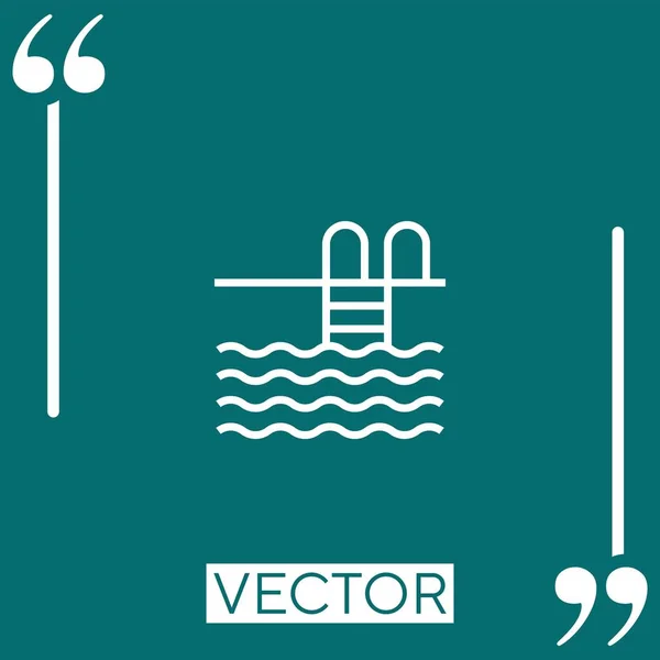 Ícone Vetor Piscina Ícone Linear Linha Encadeada Editável — Vetor de Stock