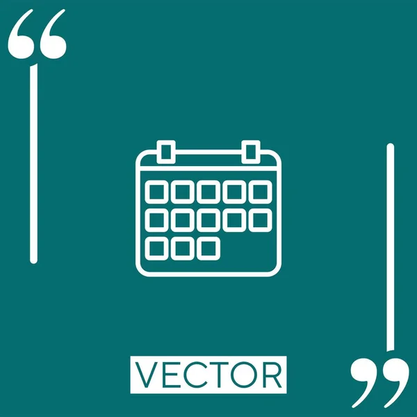 Icono Vector Calendario Icono Lineal Línea Acariciada Editable — Vector de stock