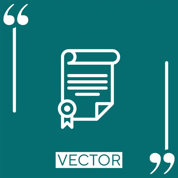 Иконка Вектора Сертификата Редактируемая Линия — стоковый вектор