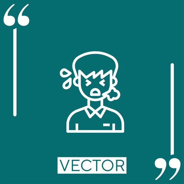 Husten Vektorsymbol Lineares Symbol Bearbeitbare Strichlinie — Stockvektor