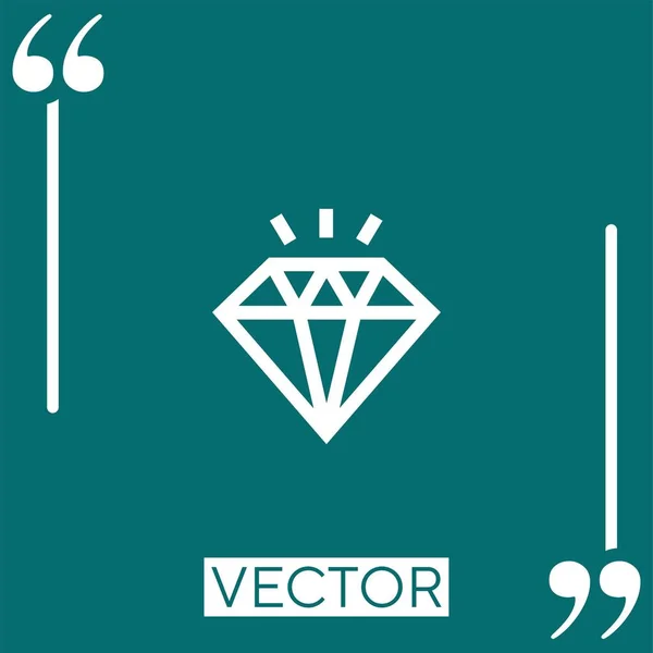 Diamant Vektorsymbol Lineares Symbol Bearbeitbare Strichlinie — Stockvektor
