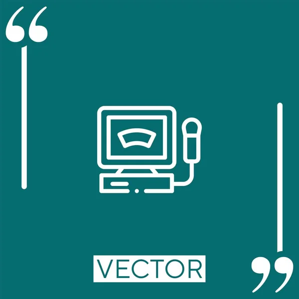 Electrocardiograma Vector Icono Icono Lineal Línea Acariciada Editable — Vector de stock