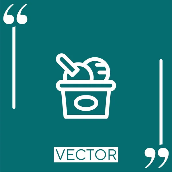 Ícone Vetor Sorvete Ícone Linear Linha Encadeada Editável — Vetor de Stock