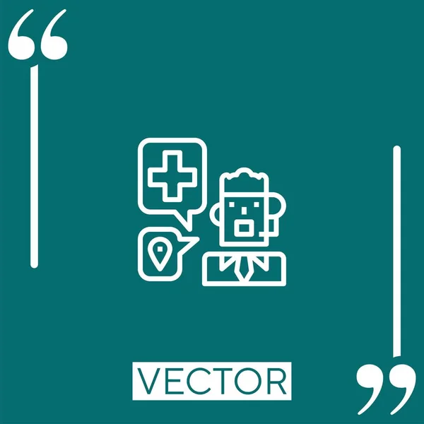 Icono Del Vector Soporte Médico Icono Lineal Línea Acariciada Editable — Vector de stock